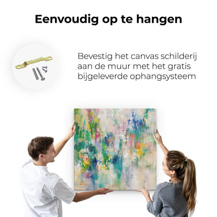Canvas schilderij ophangen Abstract Kunstwerk met Heldere Kleuren