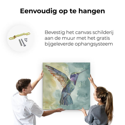 Canvas schilderij ophangen Aquarelkunstwerk van een Kolibrie