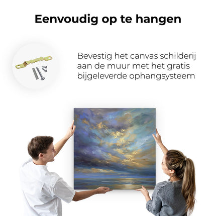 Canvas schilderij ophangen Kunstwerk van een Bewolkte Hemel boven de Oceaan