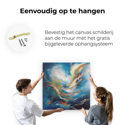 Canvas schilderij ophangen Abstract Kunstwerk van een Duif die in de Lucht Vliegt