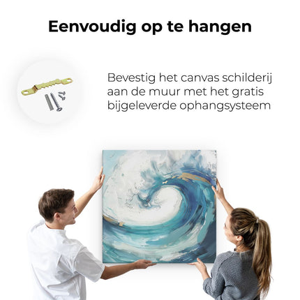 Canvas schilderij ophangen Abstract Kunstwerk van een Blauwe en Witte Golf