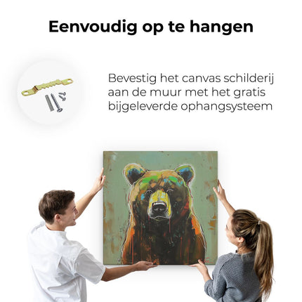 Canvas schilderij ophangen Kunstwerk van een Beer