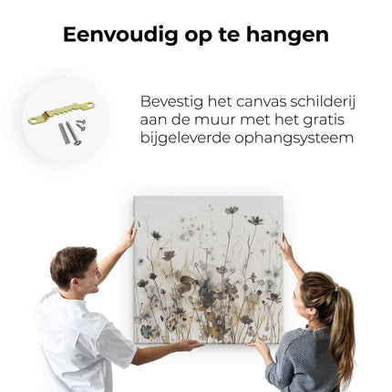 Canvas schilderij ophangen Kunstwerk van Bloemen in een Veld