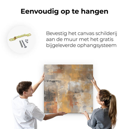 Canvas schilderij ophangen Abstract Kunstwerk in Oranje en Beige