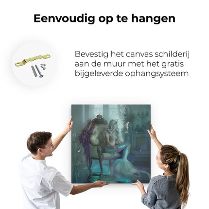 Canvas schilderij ophangen Zeemeermin Zittend op een Stoel