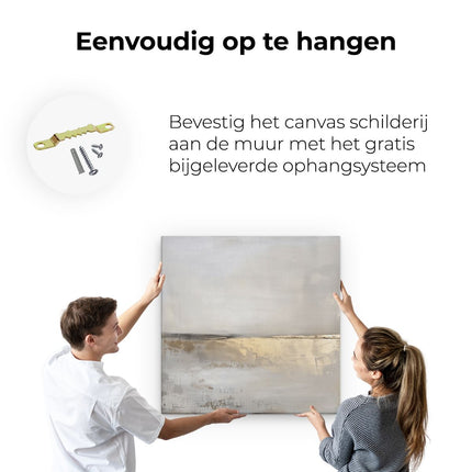 Canvas schilderij ophangen Abstract Kunstwerk met Goud en Beige
