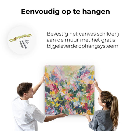 Canvas schilderij ophangen Abstract Kunstwerk van Kleurrijke Bloemen