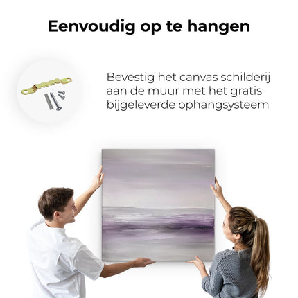 Canvas schilderij ophangen Abstract Kunstwerk in Paars en Grijs