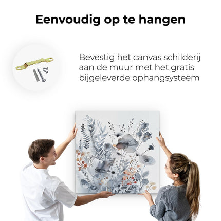 Canvas schilderij ophangen Aquarelkunstwerk van Bloemen op een Witte Achtergrond