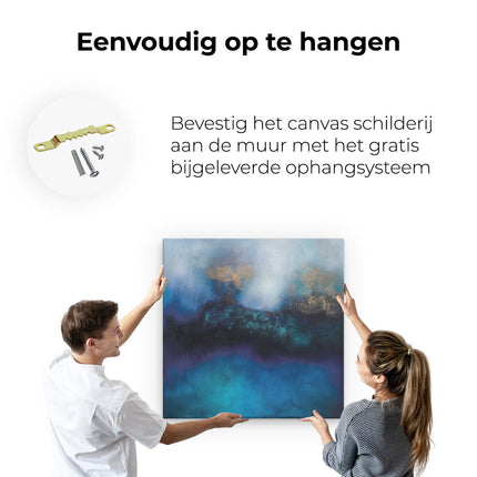 Canvas schilderij ophangen Abstract Kunstwerk van Blauw en Goud