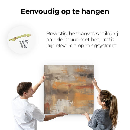 Canvas schilderij ophangen Abstract Kunstwerk in Oranje en Beige