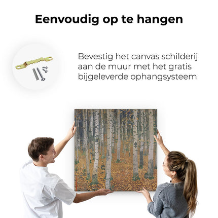 Canvas schilderij ophangen Kunstwerk van een Berkenbos