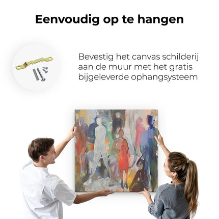 Canvas schilderij ophangen Kunstwerk van Mensen in een Menigte