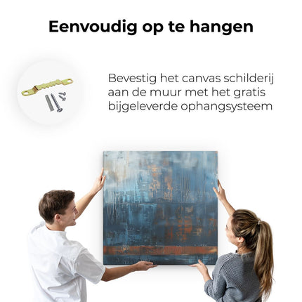 Canvas schilderij ophangen Abstract Kunstwerk van Blauw en Oranje
