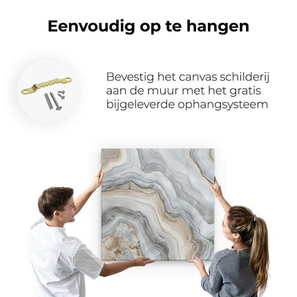 Canvas schilderij ophangen De Afbeelding is van Wit en Grijs Marmer