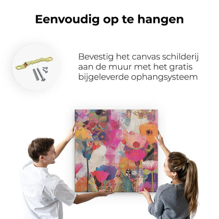 Canvas schilderij ophangen Abstract Kunstwerk van Kleurrijke Bloemen