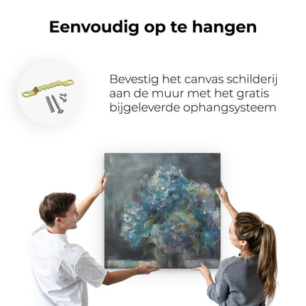 Canvas schilderij ophangen Kunstwerk van Bloemen in een Vaas