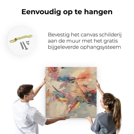 Canvas schilderij ophangen Abstract Kunstwerk met Kleurrijke Penseelstreken