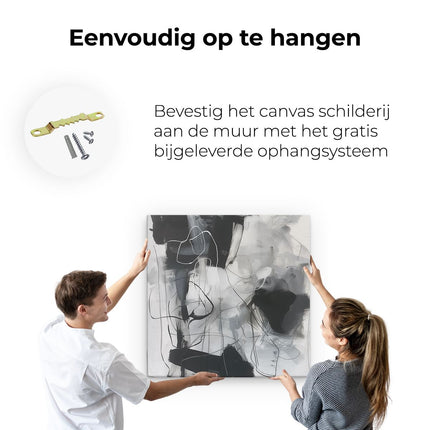 Canvas schilderij ophangen Zwart Wit Abstract Kunstwerk
