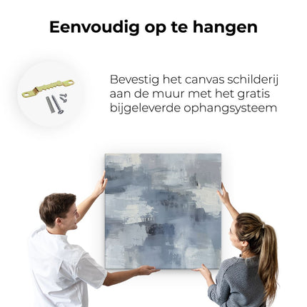 Canvas schilderij ophangen Abstract Kunstwerk in Blauw en Wit