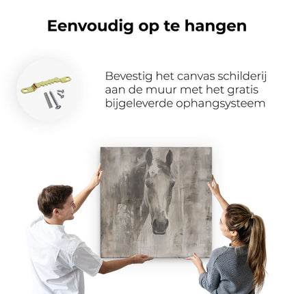 Canvas schilderij ophangen Kunstwerk van een Paardenhoofd