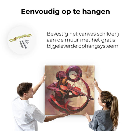 Canvas schilderij ophangen Vrouw die Viool Speelt