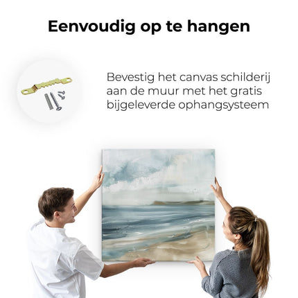 Canvas schilderij ophangen Kunstwerk van een Strand met Wolken