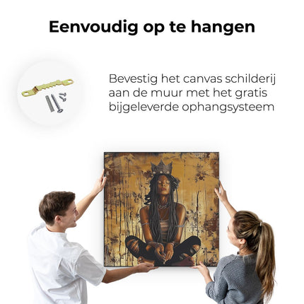 Canvas schilderij ophangen Vrouw met Dreadlocks en een Kroon