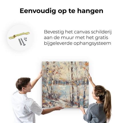 Canvas schilderij ophangen Kunstwerk van Berkenbomen in de Winter