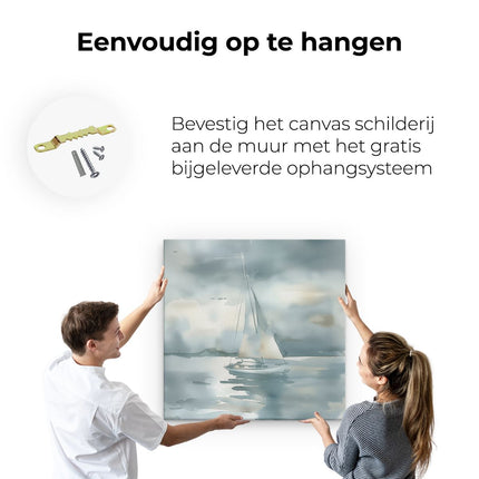 Canvas schilderij ophangen Aquarelkunstwerk van een Zeilboot in het Water