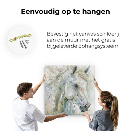 Canvas schilderij ophangen Aquarelkunstwerk van een Wit Paard