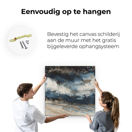 Canvas schilderij ophangen Abstract Kunstwerk van Blauw en Goud