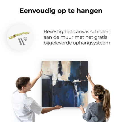 Canvas schilderij ophangen Abstract Kunstwerk in Blauw en Wit