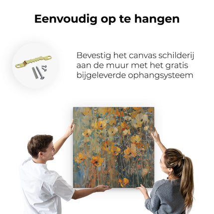 Canvas schilderij ophangen Kunstwerk van Gele Klaprozen in een Veld