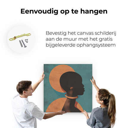 Canvas schilderij ophangen Silhouet van Afrikaanse Vrouw