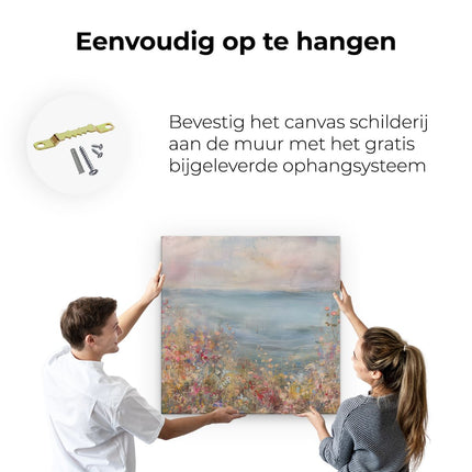 Canvas schilderij ophangen Kunstwerk van Bloemen aan Zee