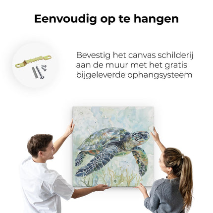 Canvas schilderij ophangen Aquarelkunstwerk van een Zeeschildpad