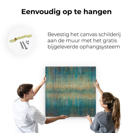Canvas schilderij ophangen Het Kunstwerk is Blauw en Goud
