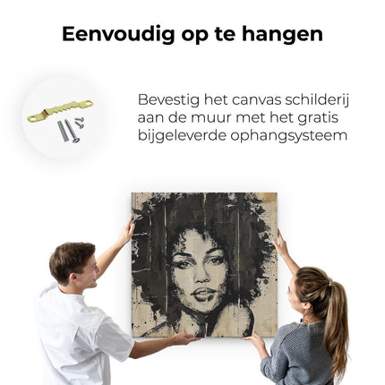 Canvas schilderij ophangen Vrouw met Afrohaar