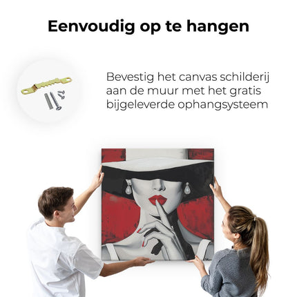 Canvas schilderij ophangen Vrouw met een Witte Hoed