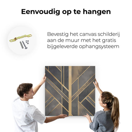 Canvas schilderij ophangen Zwart en Goud Art Deco Behang