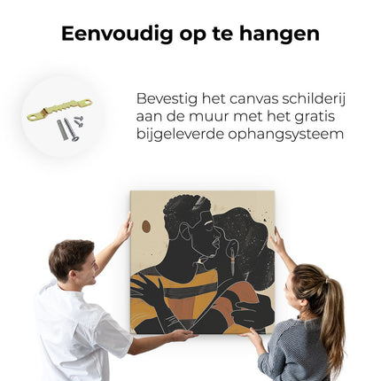 Canvas schilderij ophangen Man en een Vrouw Knuffelen