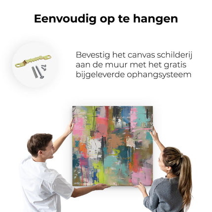 Canvas schilderij ophangen Abstract Kunstwerk met Heldere Kleuren