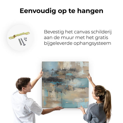 Canvas schilderij ophangen Abstract Kunstwerk in Blauw en Bruin