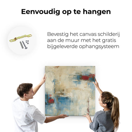 Canvas schilderij ophangen Abstract Kunstwerk met Rode, Blauwe en Witte Kleuren