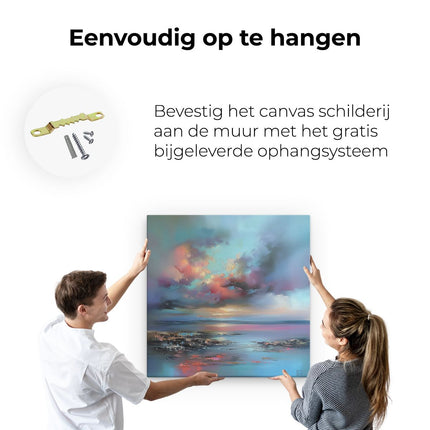 Canvas schilderij ophangen Abstract Kunstwerk van een Zonsondergang boven de Zee