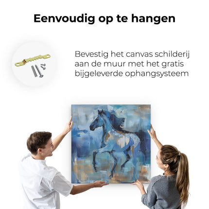 Canvas schilderij ophangen Abstract Kunstwerk van een Blauw Paard