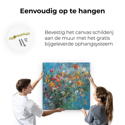 Canvas schilderij ophangen Kleurrijke Bloemen in een Vaas