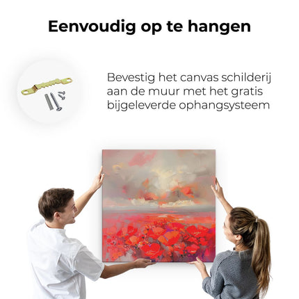 Canvas schilderij ophangen Abstract Kunstwerk van Rode Klaprozen