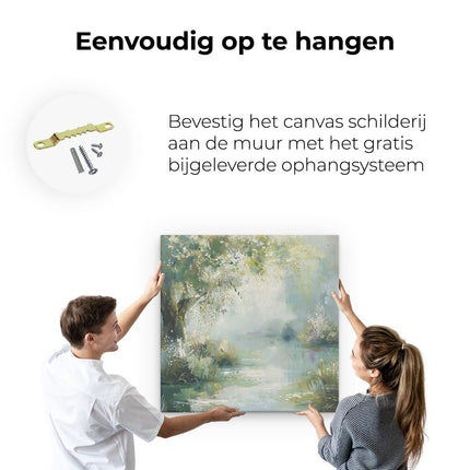 Canvas schilderij ophangen Kunstwerk van een Boom bij een Rivier